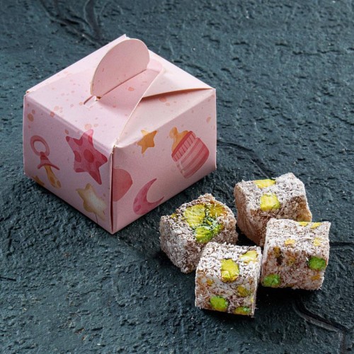 Pembe Bebek Desenli Kutucuk - Çifte Kavrulmuş Lokumlu